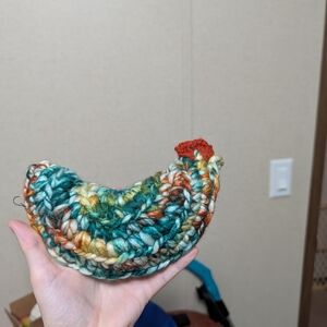 Handmade Multicolor Crocheted Chicken